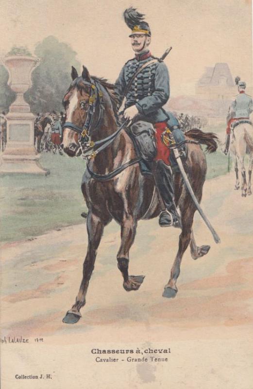 Chasseurs A Cheval Cavalier Grande Tenue Old Soldier French Military Postcard