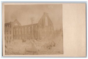 1908 Disaster Fire Rose Church From Library View Chelsea MA RPPC Photo Postcard 