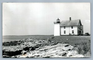 WEST SOUTHPORT ME LIGHTHOUSE VINTAGE REAL PHOTO POSTCARD RPPC