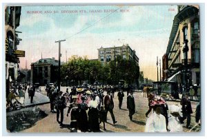 1909 Monroe And So. Division Sts. Grand Rapids Michigan MI Antique Postcard