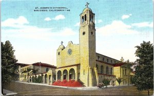 1940s SAN DIEGO CALIFORNIA ST JOSEPH'S CATHEDRAL LINEN POSTCARD 42-243
