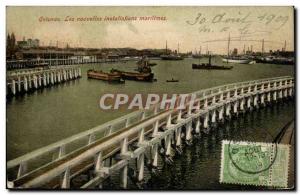 Old Postcard Ostend Belgium The new marine facilities