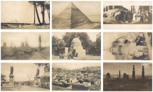Egypt Cairo lot of 9 non-standard size vintage photo postcards