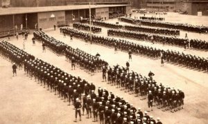 RPPC   US Navy Boot Camp  Chow Line  Real Photo   Postcard  c1941