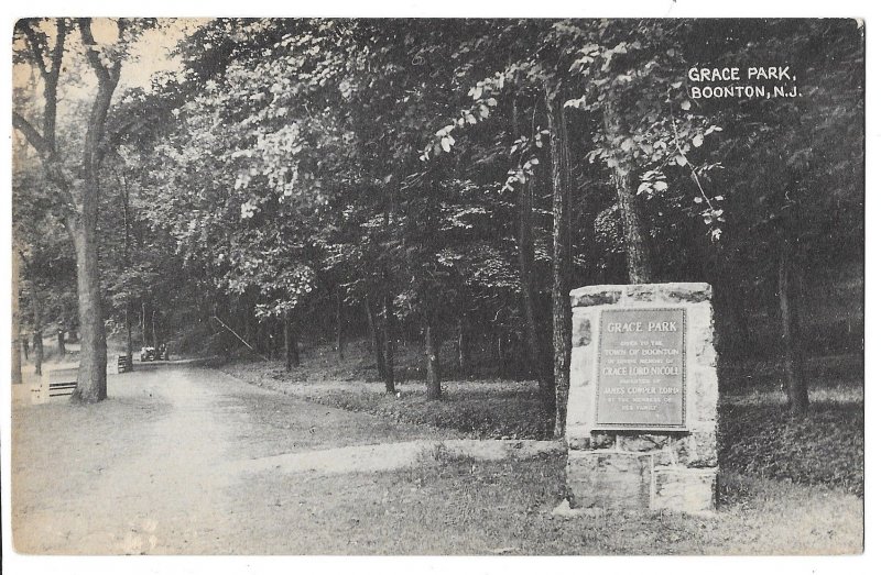 Grace Park, Boonton, New Jersey, Unused Collotype Co. Postcard