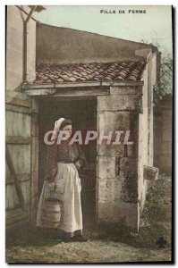 Old Postcard Fantaisie Girl Folklore farm