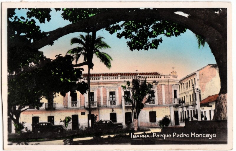 ECUADOR Real Photo RPPC Postcard 1954 IBARRA Parque Pedro Moncayo