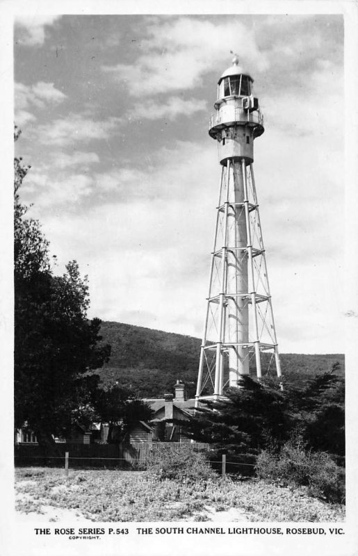 Rosebud Victoria Australia view of South Channel Lighthouse real photo pc BB2718