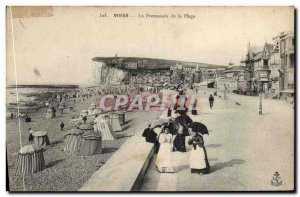 Old Postcard Sea Promenade de la Plage