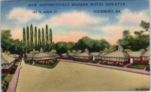 STATESBORO, GA  Georgia   MOTEL  BON-ETTE    c1940s  Linen  Roadside  Postcard