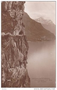 RP; VIERWALDSTATTERSEE, Axenstrasse mit Blick auf Fluelen, Lake Lucerne, Swit...