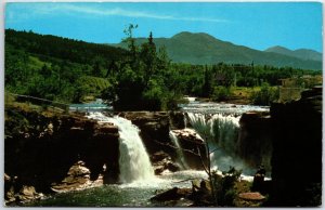 VINTAGE POSTCARD LUNDBRECK FALLS ON THE CASTLE RIVER LETHBRIDGE ALBERTA CANADA