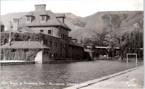 RPPC GLENWOOD SPRINGS, CO  Colorado BATH HOUSE, POOL  c1940s Sanborn   Postcard