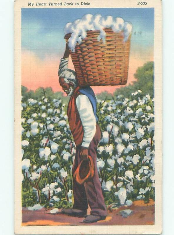 Linen Black Americana MAN CARRYING BASKET AC0658