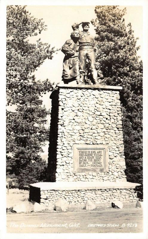 Truckee California~Donner Monument~Indomitable~Unafraid~1953 Real Photo~RPPC 