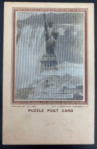 Mint Usa Puzzle Postcard Statue Of Liberty Niagara Falls