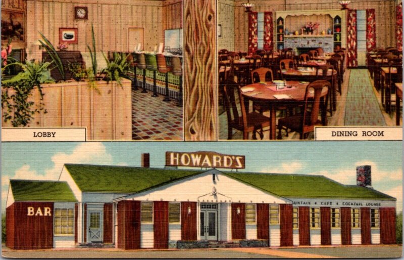 Linen Postcard Multiple Views of Howard's Cafe in Rock Springs, Wyoming