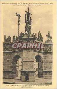 Old Postcard Pleyben Calvary forming Arc de Triomphe