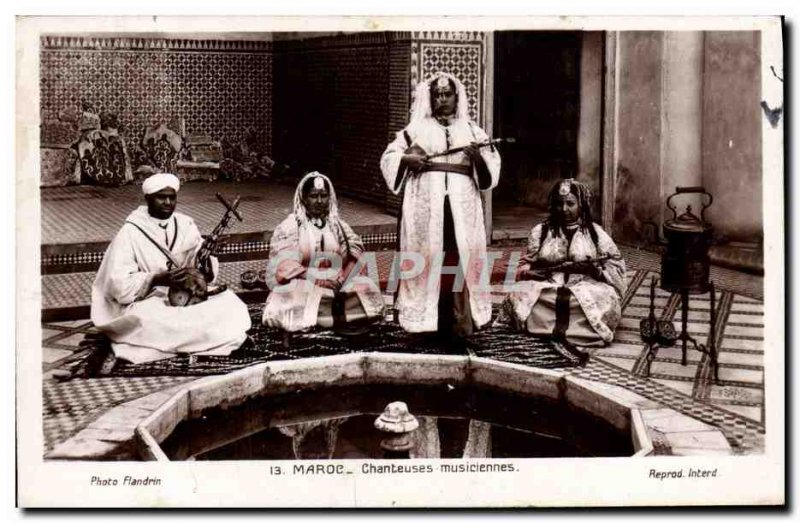 Old Postcard Morocco Singers Musicians