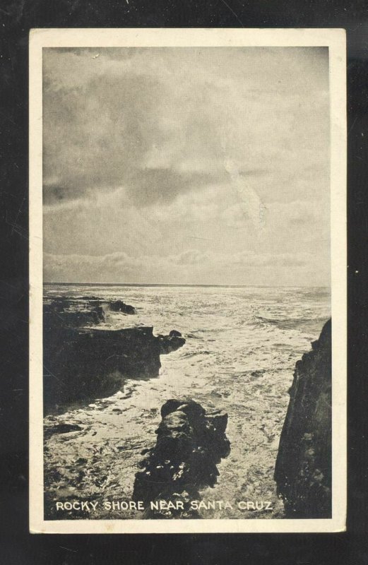 RPPC SANTA CRUZ CALIFORNIA ROCKY SHORE LINE OCEAN REAL PHOTO POSTCARD