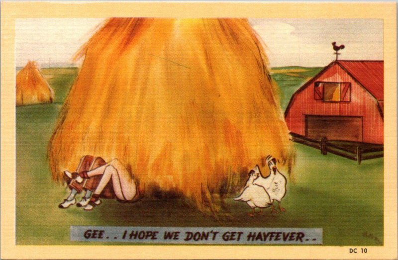 Humour Couple Under Haystack Gee I Hope We Don't Get Hayfever