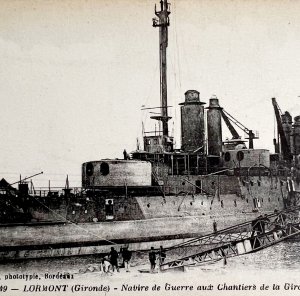 Bordeaux France Navy War Ship At Port Lormont #2 1910s WW1 Era Postcard PCBG12A