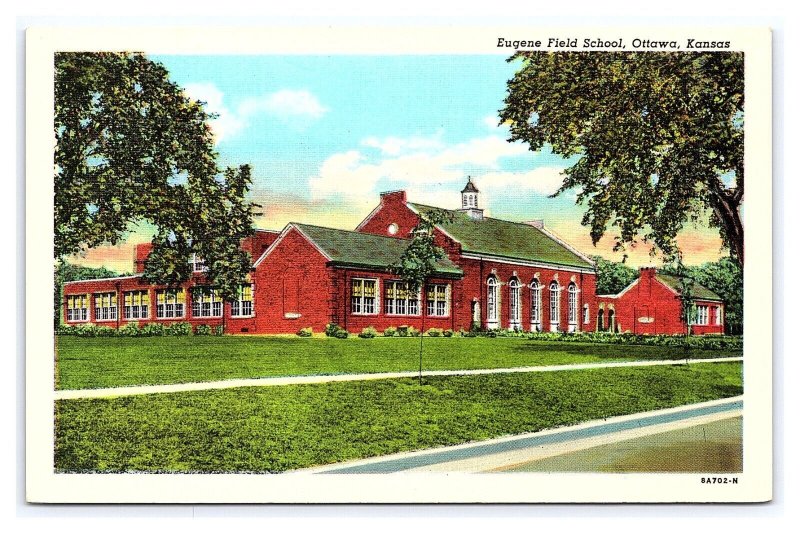 Postcard Eugene Field School Ottawa Kansas