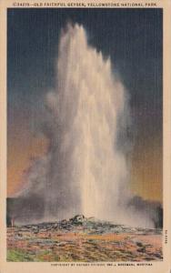 Yellowstone National Park Old Faithful Geyser 1954 Curteich