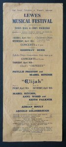 Lewes Musical Festival 1932 (Twelfth Year) small poster, 15 x 35cm