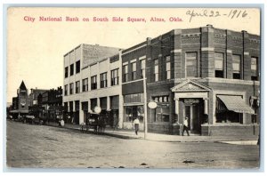 1916 City National Bank On South Side Square Altus Oklahoma OK Antique Postcard