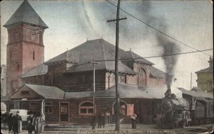 Lowell Mass MA B&M Railroad Train Station Depot c1910 Vintage Postcard