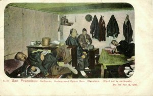 china, Underground Opium Den in Chinatown, San Francisco (1906) Postcard