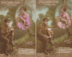 Home Sweet Home 2x Different Unusual Romantic Military Postcard s