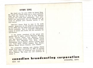 Hymn Sing, CBC, Canadian Choir Television Show, Winnipeg, Manitoba, Singing