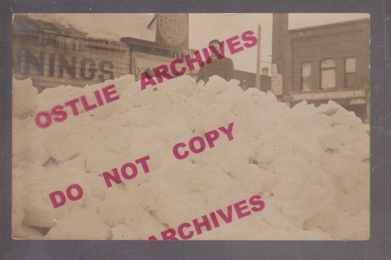 Sioux Falls SOUTH DAKOTA RPPC 1909 BLIZZARD Snow Storm HUGE DRIFT Stores FORT?