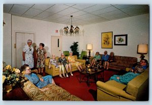 c1960 Burlington New Jersey Postcard Masonic Home Warm Lobby Room Interior View
