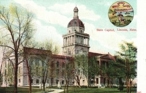 State Capitol Building Historical Landmark Lincoln Nebraska NB Vintage Postcard