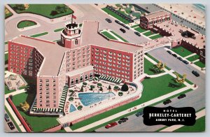 Asbury Park NJ~Aerial~Hotel Berkeley-Carteret~Pool~Artist Conception~Vintage PC