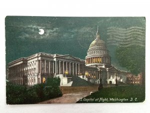 Vintage Postcard 1910 U.S. Capital at Night Washington D.C.