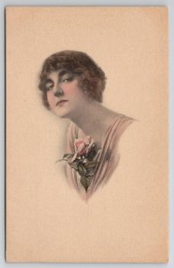 Lovely Art Nouveau Woman Tinted Sketch Style Postcard H25