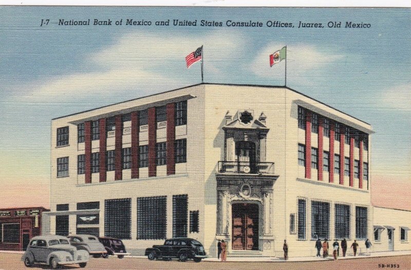 Mexico Juarez National Bank Of Mexico & U S Consulate Offices Curteich sk3332