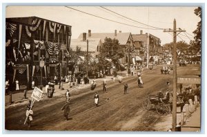 1911 Patriotic Revolutionary War Parade Horses Newport NH RPPC Photo Postcard