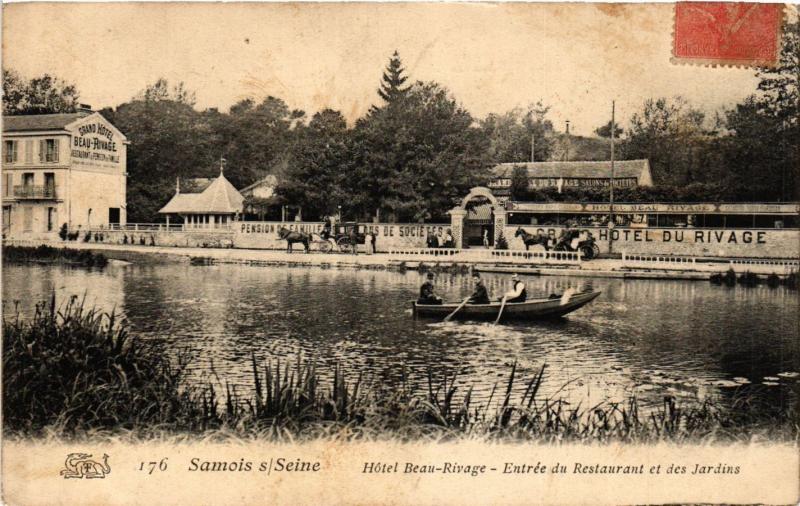 CPA SAMOIS s/ SEINE - Hotel Beau-Rivage - Entrée du Restaurant et des (436674)