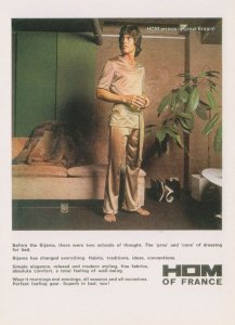 Hom French Satin Bijams Pyjamas 1970s Fashion Advertising Postcard