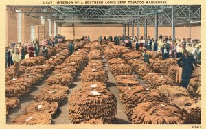 Vintage Postcard Interior Southern Loose-Leaf Tobacco Warehouse Asheville Post