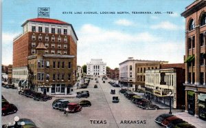 1940s State Line Avenue Looking North Texarkana AR & TX Postcard