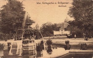 1910 Vienna Volksgarten Fountain Grillparzer Monument Postcard Austria
