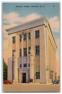 1954 Masonic Temple Charlotte North Carolina NC Vintage Posted Postcard 