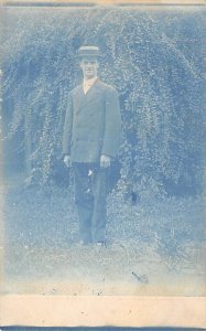 Photo of a Man in a Suit and Top Hat Blue Tinted Unused 