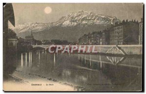 Old Postcard Grenoble Night